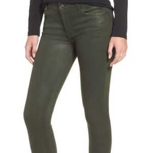 7 for all Mankind forest green coated skinny jeans